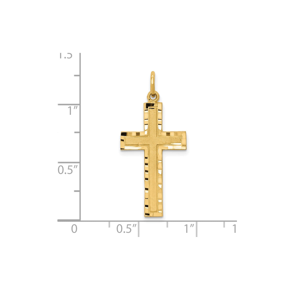 10k Yellow Gold Cross Pendant with Matte Center and Polished Finish Religious Charm