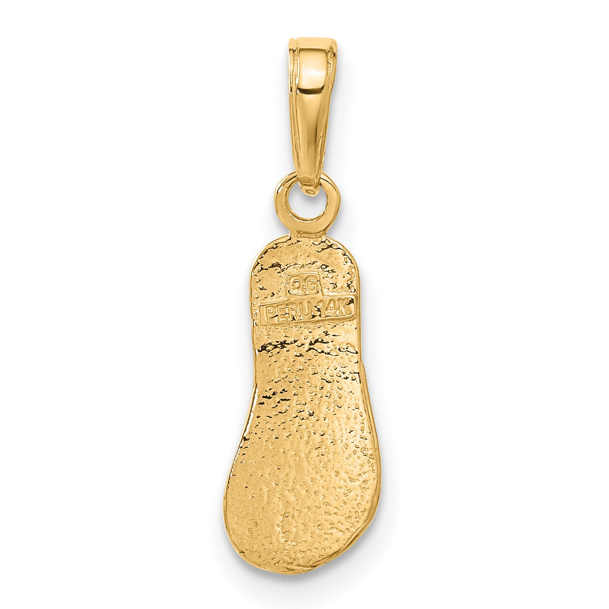 10k Yellow Gold Flip-Flop Pendant, Textured Sandal Charm, Coastal Ocean-Inspired Jewelry
