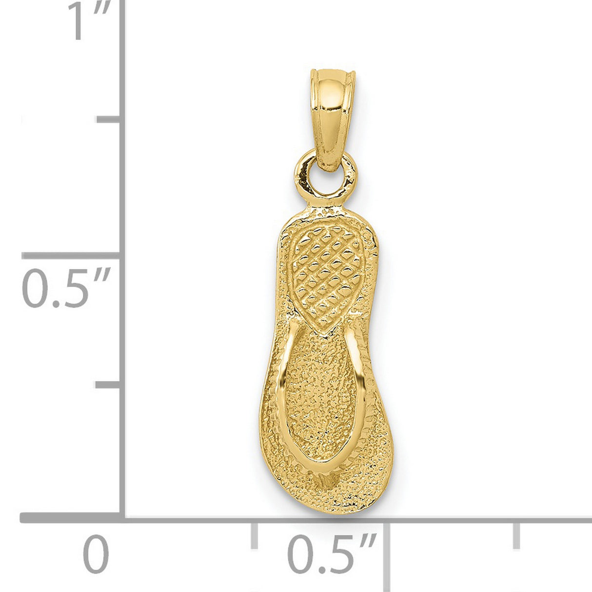 10k Yellow Gold Flip-Flop Pendant, Textured Sandal Charm, Coastal Ocean-Inspired Jewelry