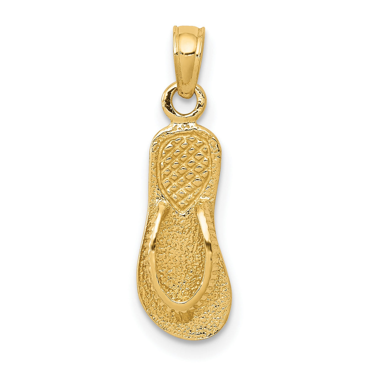 10k Yellow Gold Flip-Flop Pendant, Textured Sandal Charm, Coastal Ocean-Inspired Jewelry