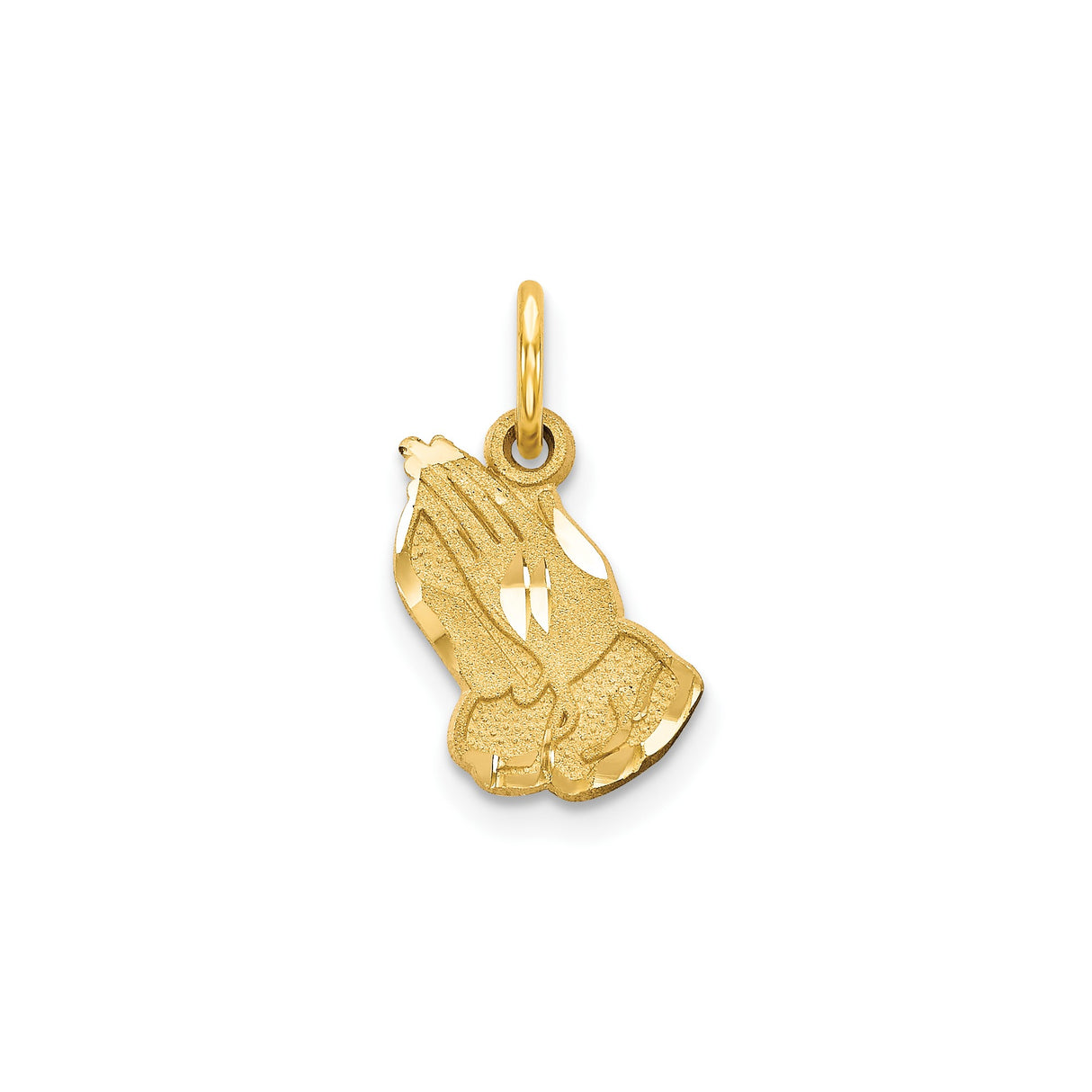10k Yellow Gold Praying Hands Pendant, Christian Faith Jewelry for Women or Unisex Wear