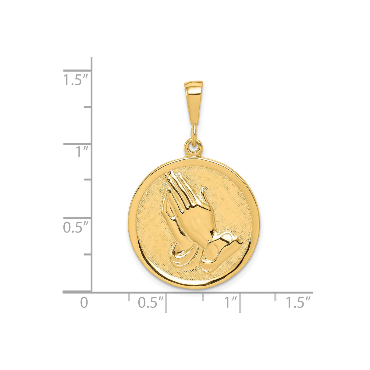 10k Yellow Gold Praying Hands Pendant, Religious Christian Charm for Men or Women