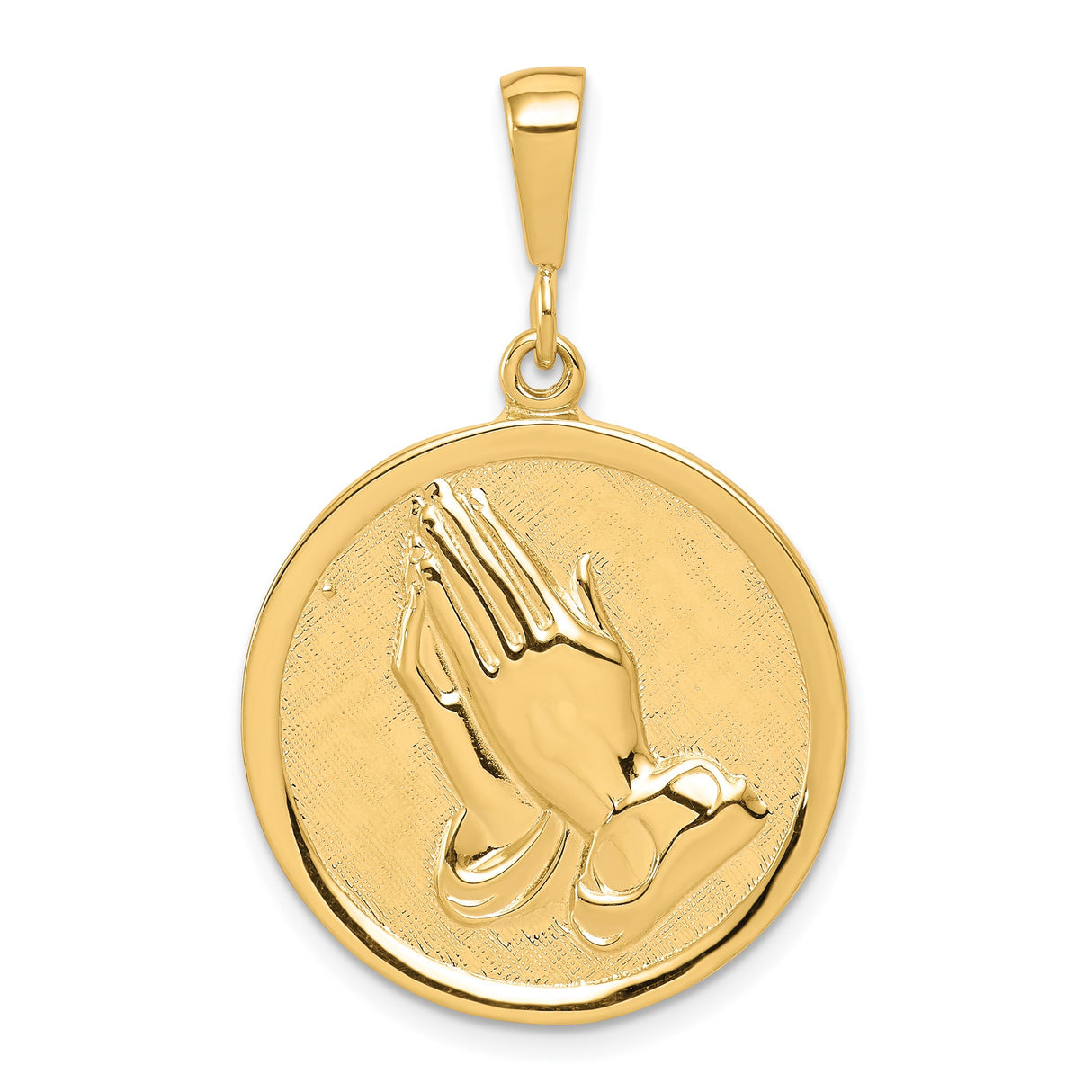 10k Yellow Gold Praying Hands Pendant, Religious Christian Charm for Men or Women