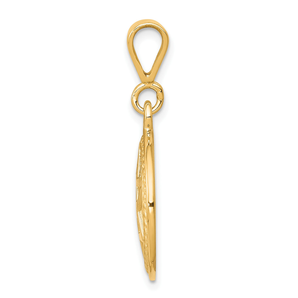 10k Yellow Gold Star of David Pendant with Textured Border, Jewish Symbol Charm