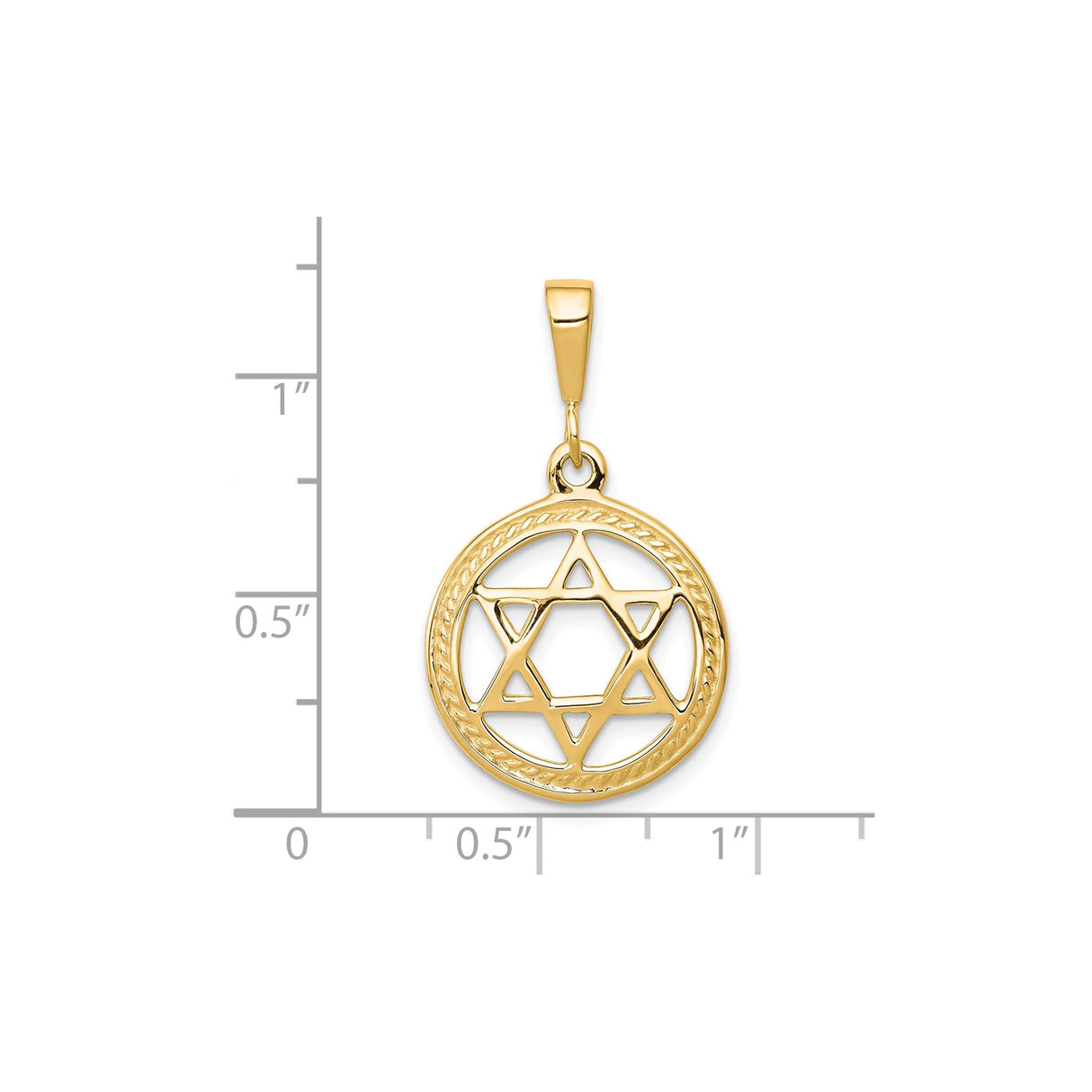 10k Yellow Gold Star of David Pendant with Textured Border, Jewish Symbol Charm