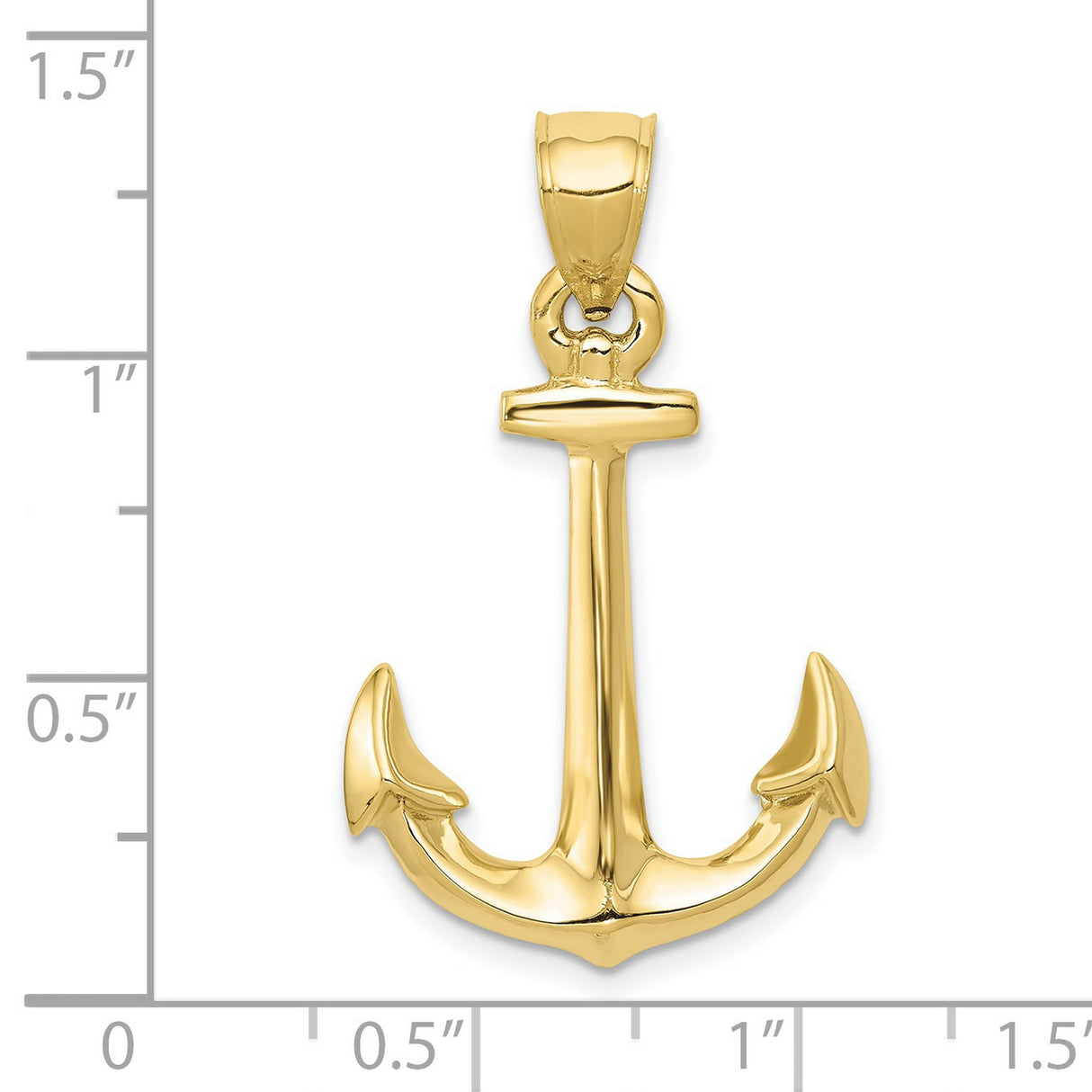 10k Yellow Gold Anchor Pendant, Polished Nautical Symbol of Faith and Strength, Christian Jewelry