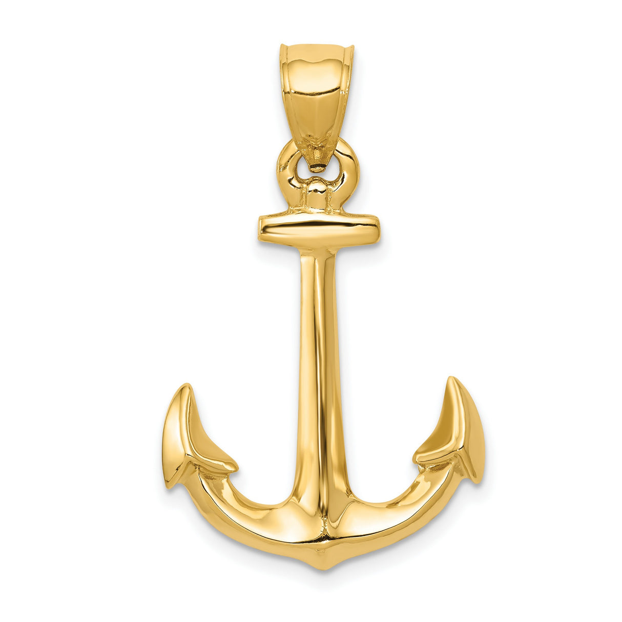 10k Yellow Gold Anchor Pendant, Polished Nautical Symbol of Faith and Strength, Christian Jewelry