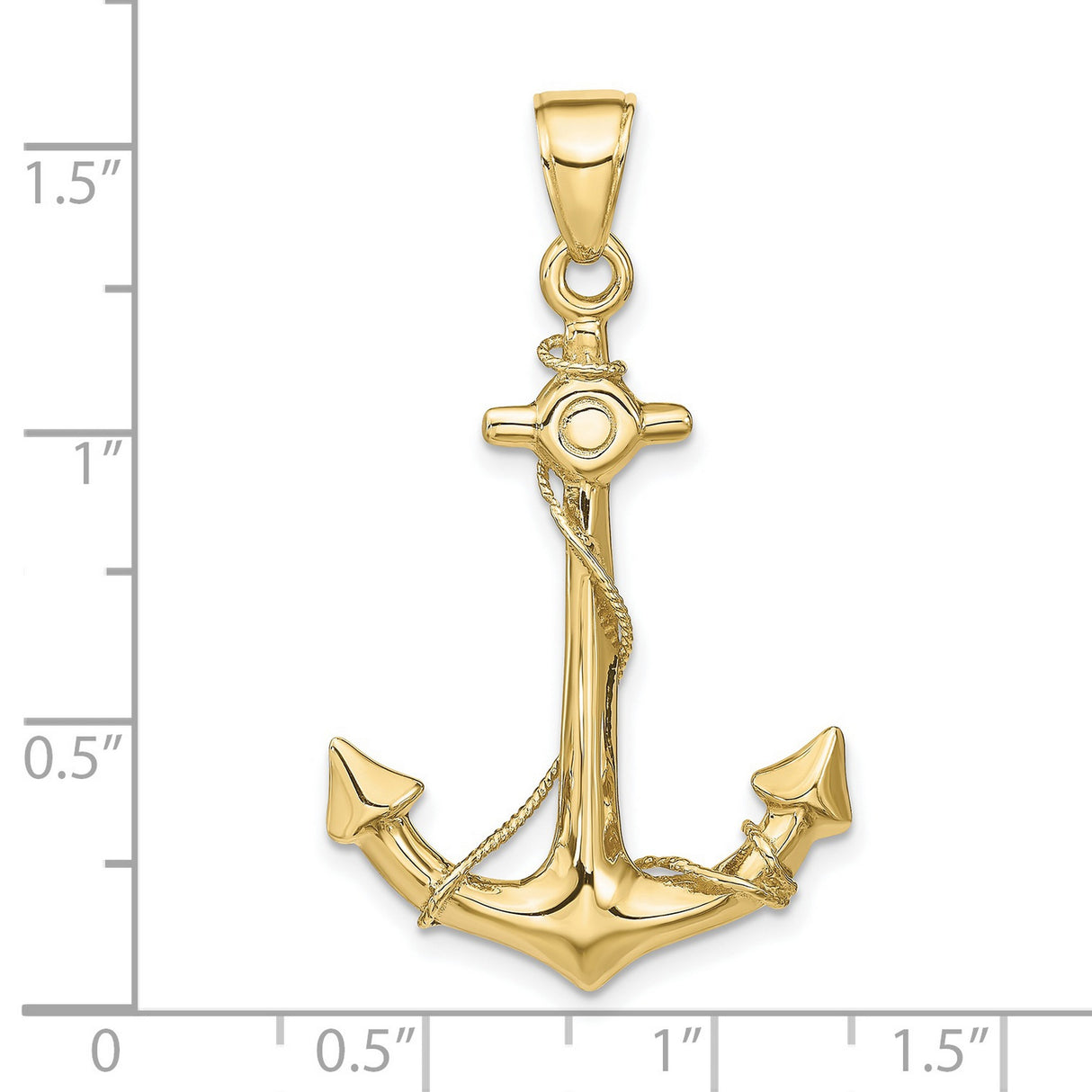 10k Yellow Gold Anchor Pendant with Rope Detailing, Nautical Christian Symbol