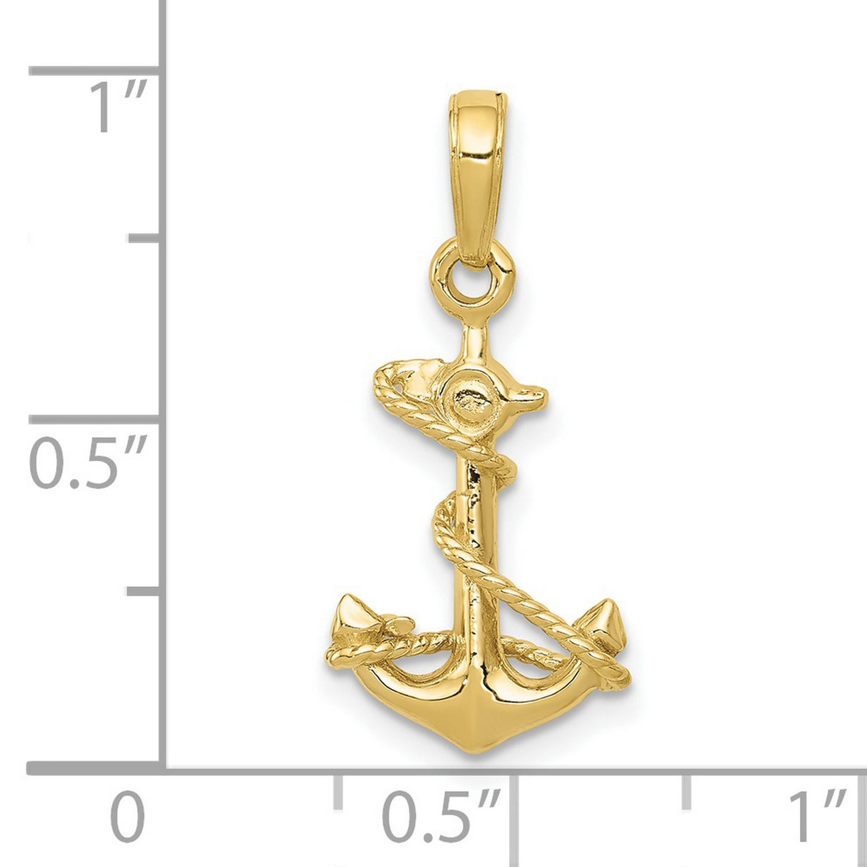 10k Yellow Gold Anchor Pendant with Rope Cross and Ship Wheel Design, Nautical Christian