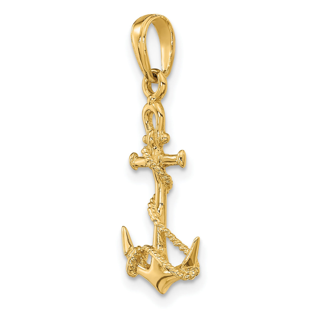 10k Yellow Gold Anchor Pendant with Wrapped Rope Design, Nautical Christian Symbol for Men or Unisex