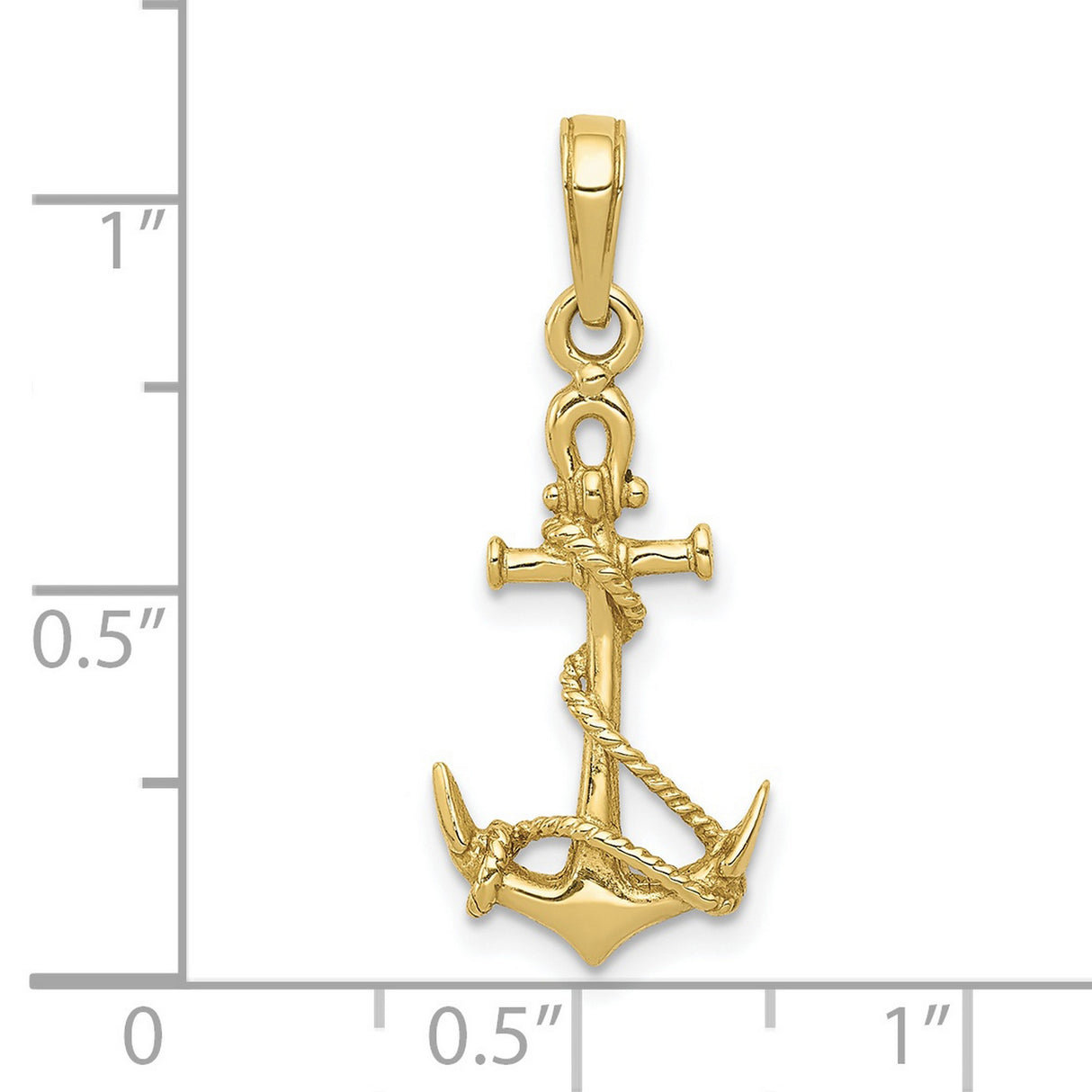 10k Yellow Gold Anchor Pendant with Wrapped Rope Design, Nautical Christian Symbol for Men or Unisex