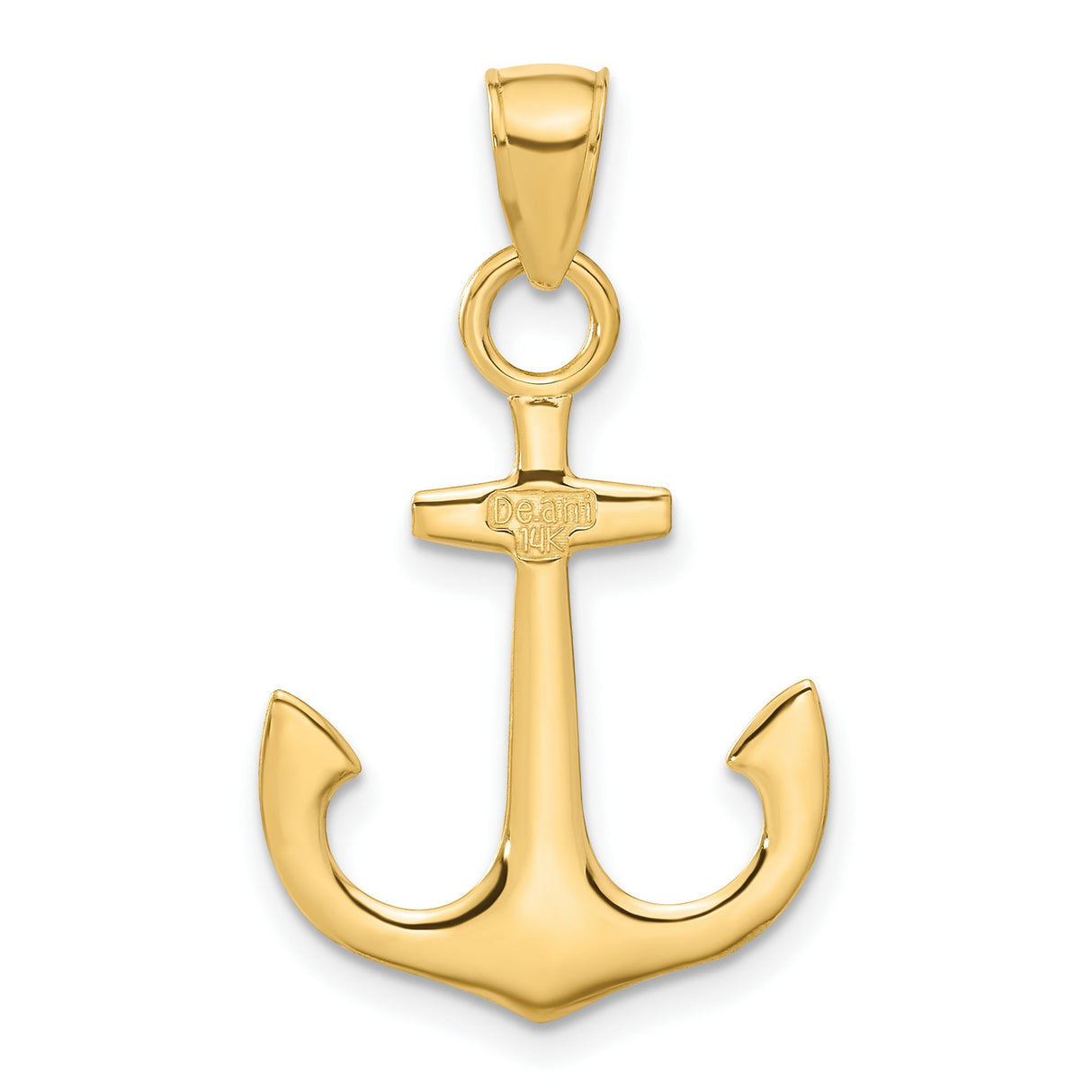 10k Yellow Gold Anchor Pendant, Nautical Christian Symbol with Faith Strength Hope Theme