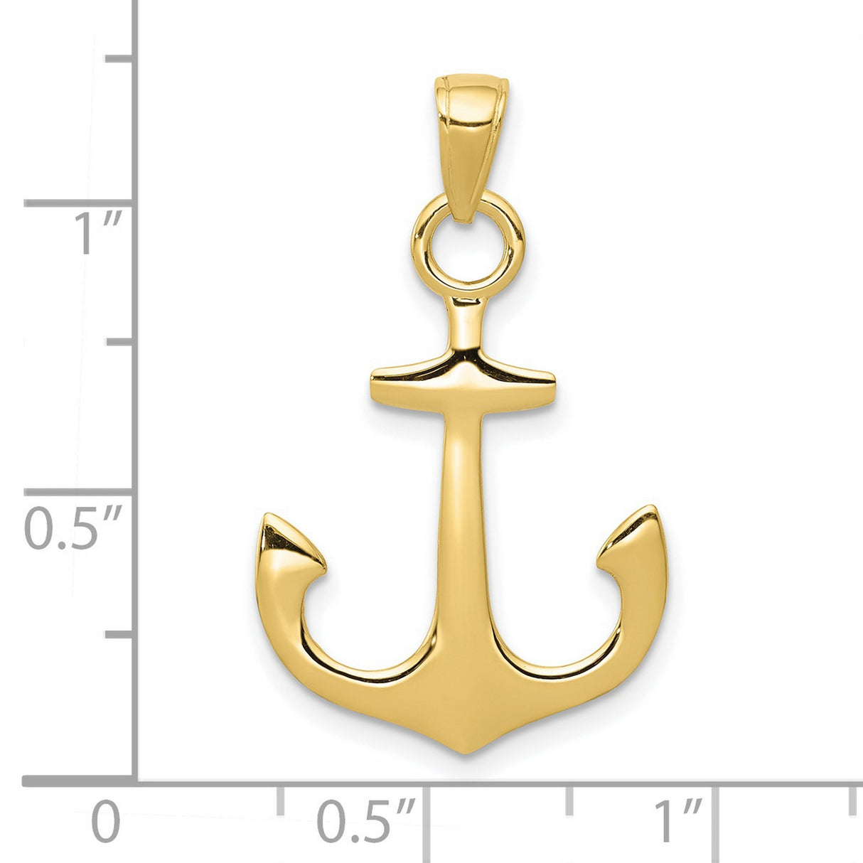 10k Yellow Gold Anchor Pendant, Nautical Christian Symbol with Faith Strength Hope Theme