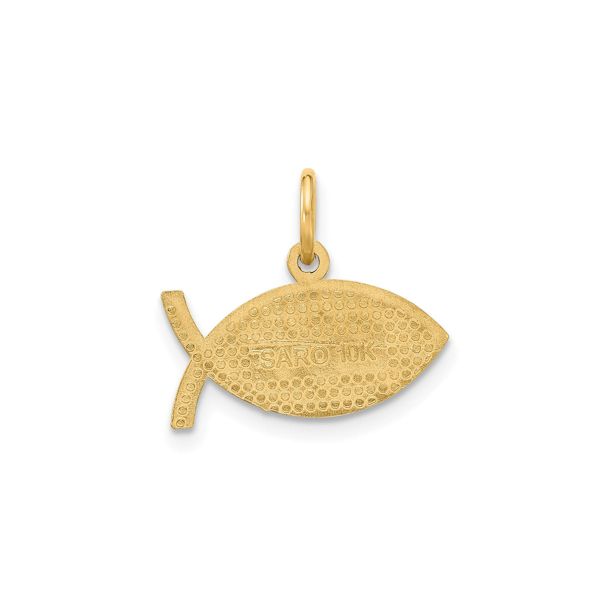 10k Yellow Gold Ichthys Fish Pendant with Raised Jesus Letters, Christian Religious Charm