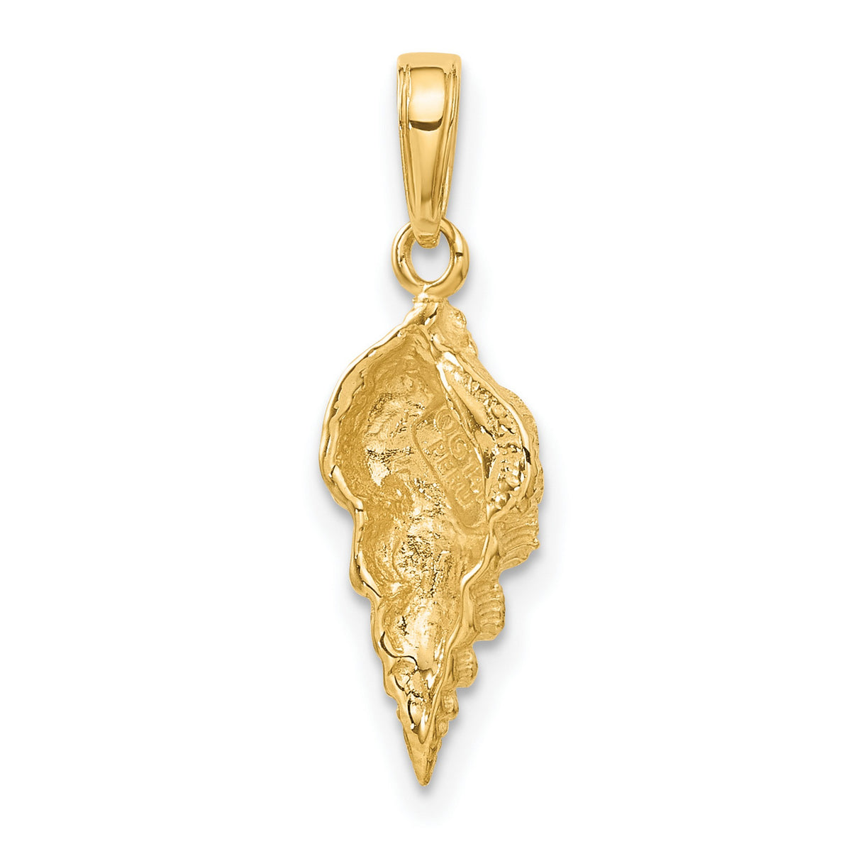 10k Yellow Gold Seashell Pendant, Detailed Conch Shell Nautical Beach Charm for Women