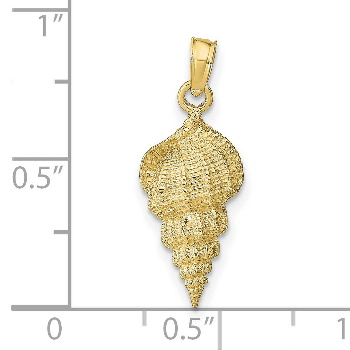 10k Yellow Gold Seashell Pendant, Detailed Conch Shell Nautical Beach Charm for Women