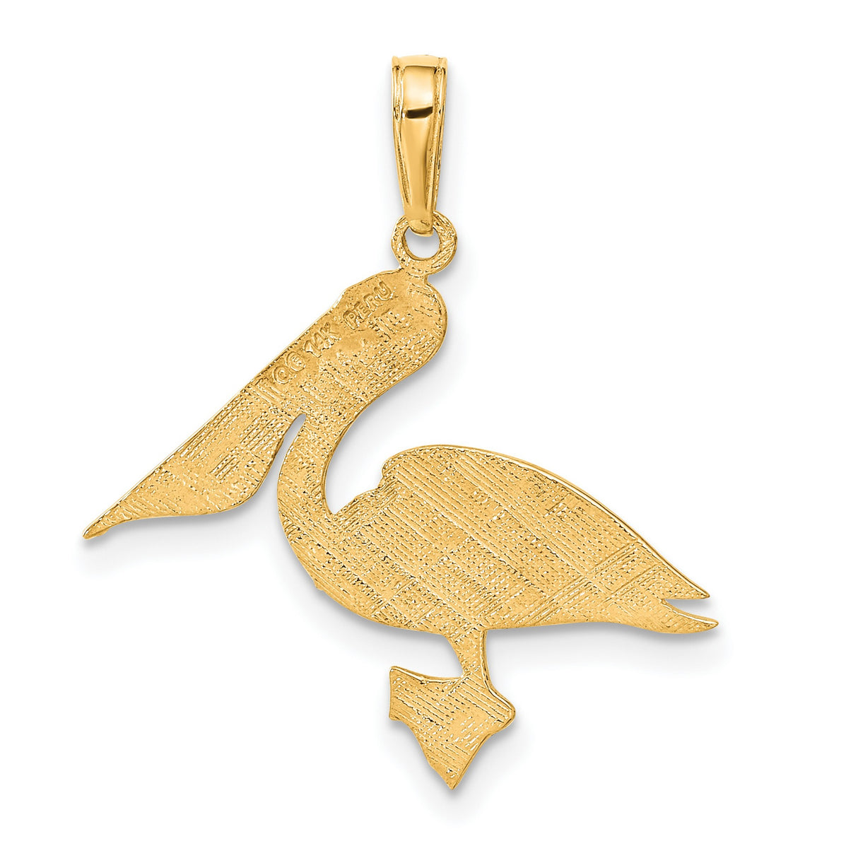 10k Yellow Gold Pelican Pendant, Detailed Bird Design, Nautical Animal Theme for Women or Unisex Wear