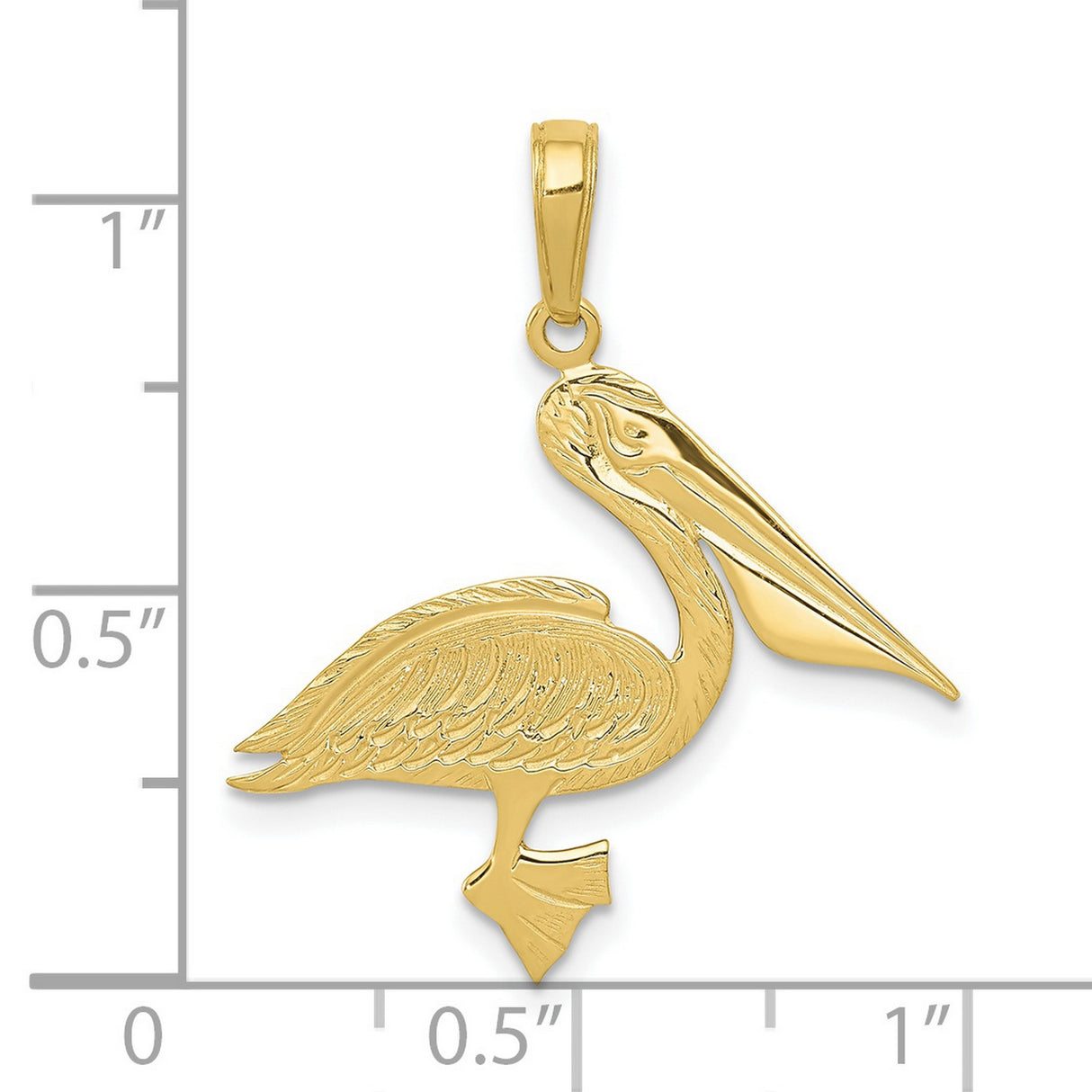 10k Yellow Gold Pelican Pendant, Detailed Bird Design, Nautical Animal Theme for Women or Unisex Wear