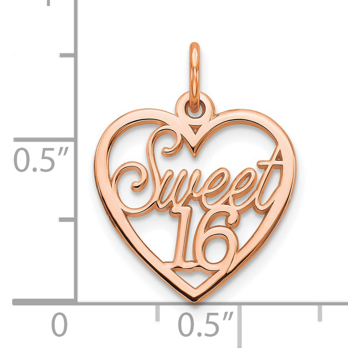 SWEET 16 Charm Pendant in Real 10k Rose Gold