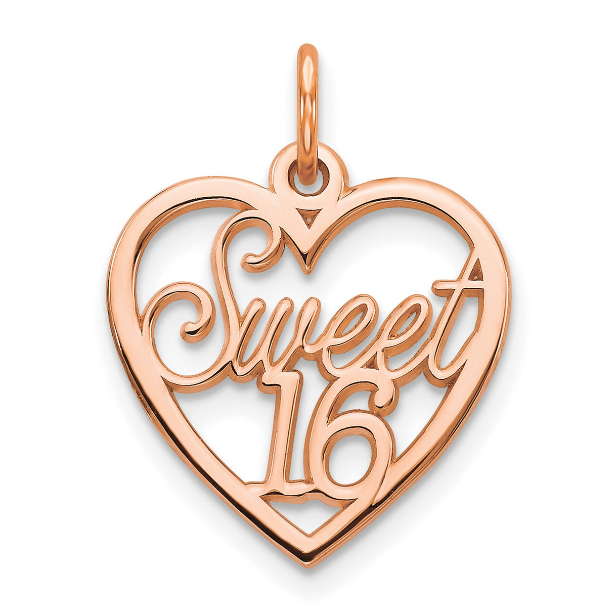 SWEET 16 Charm Pendant in Real 10k Rose Gold