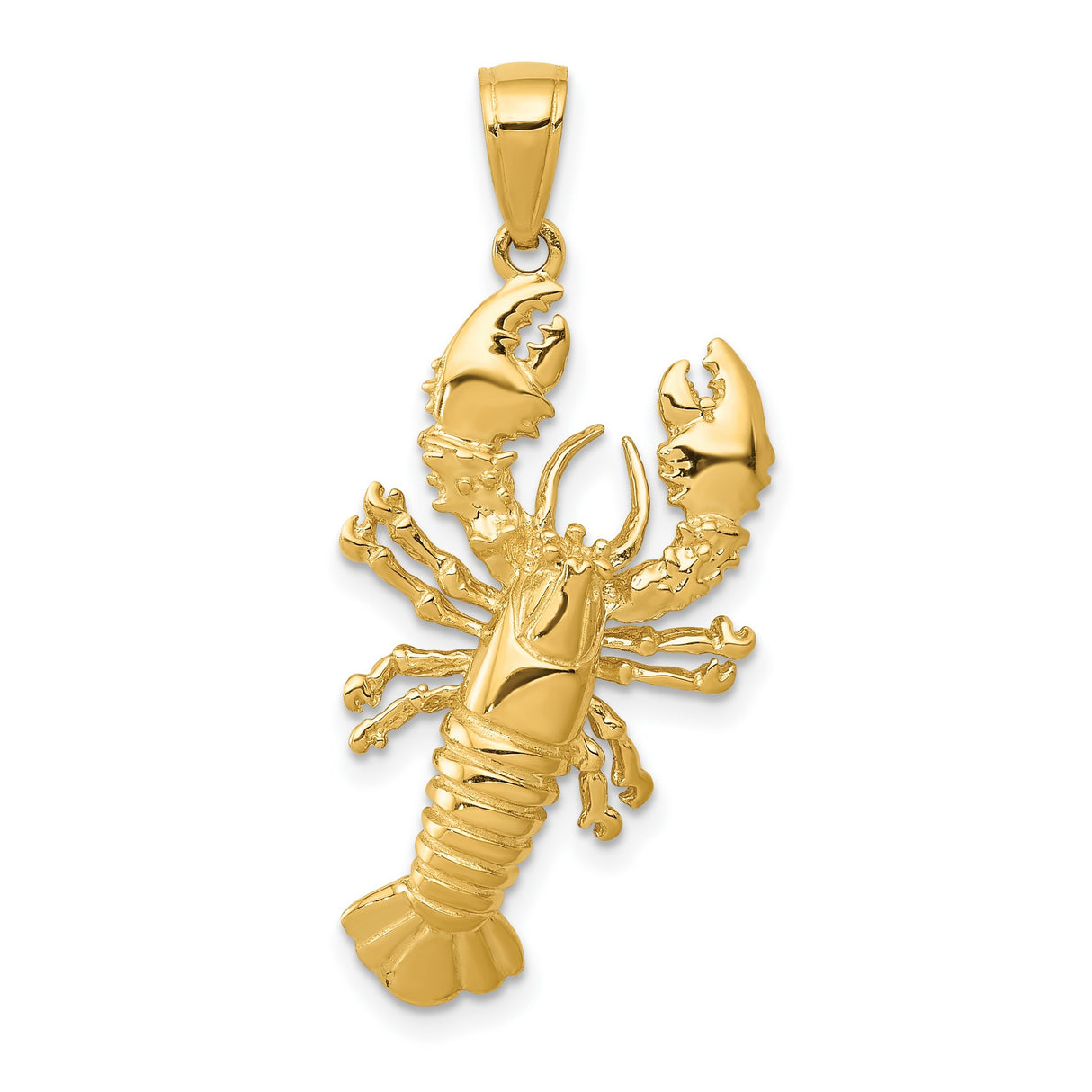 10k Yellow Gold Lobster Pendant, Detailed Crustacean Design, Nautical Jewelry for Men or Unisex