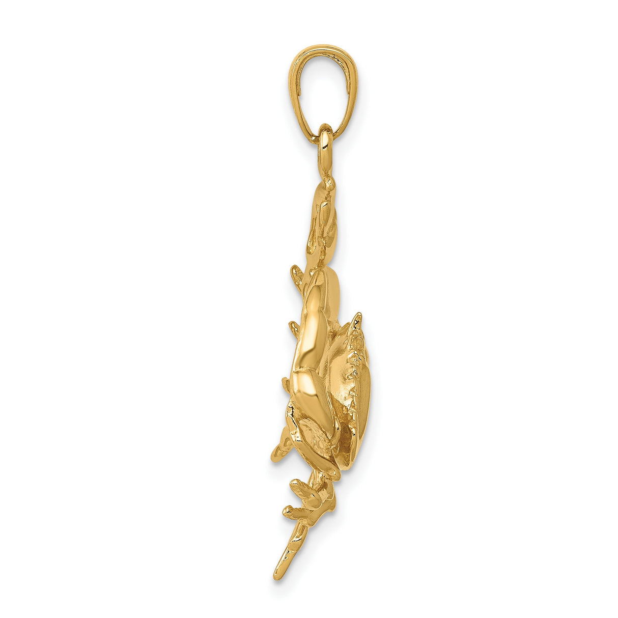 10k Yellow Gold Crab Pendant, Zodiac Cancer Charm, Marine Theme Astrology Jewelry