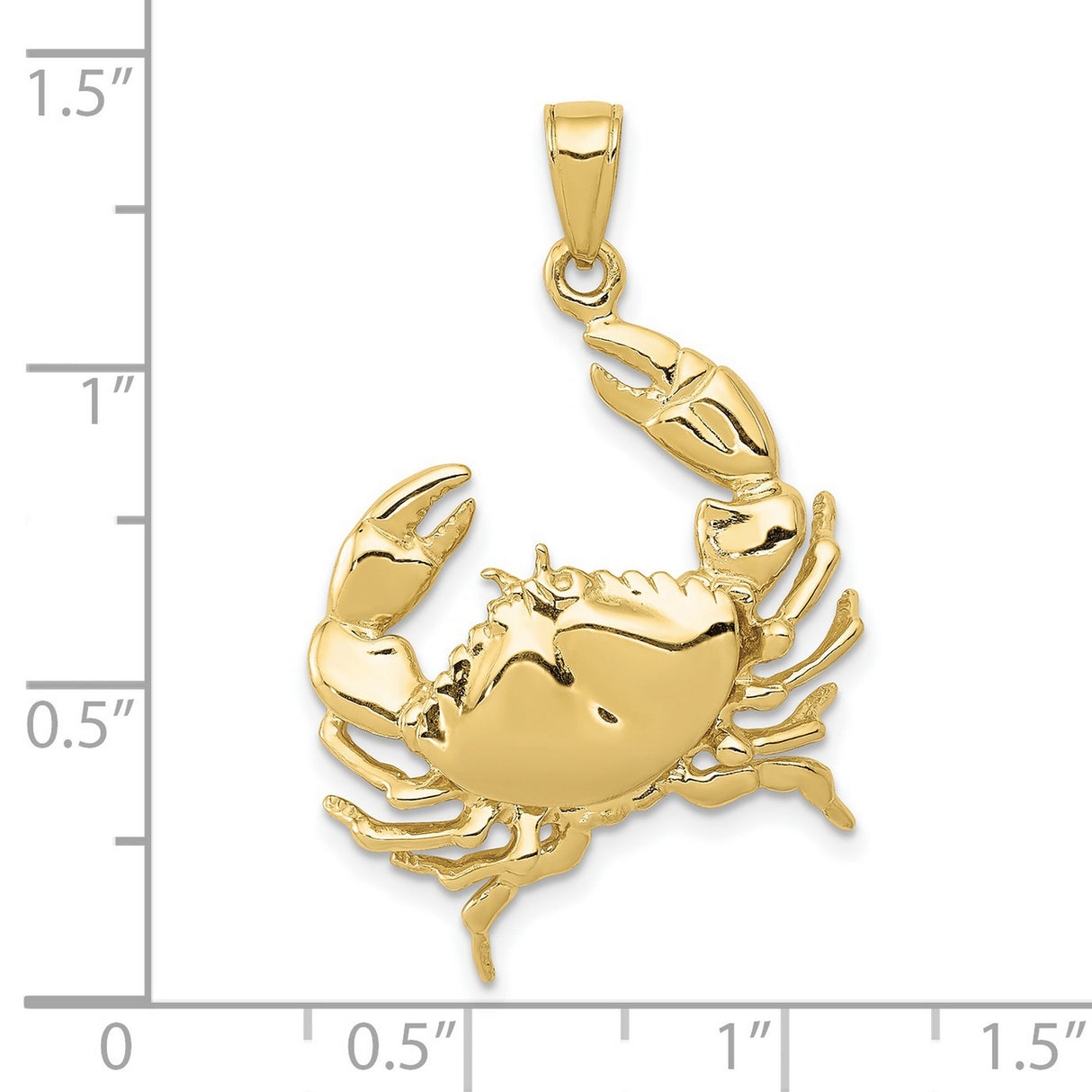 10k Yellow Gold Crab Pendant, Zodiac Cancer Charm, Marine Theme Astrology Jewelry