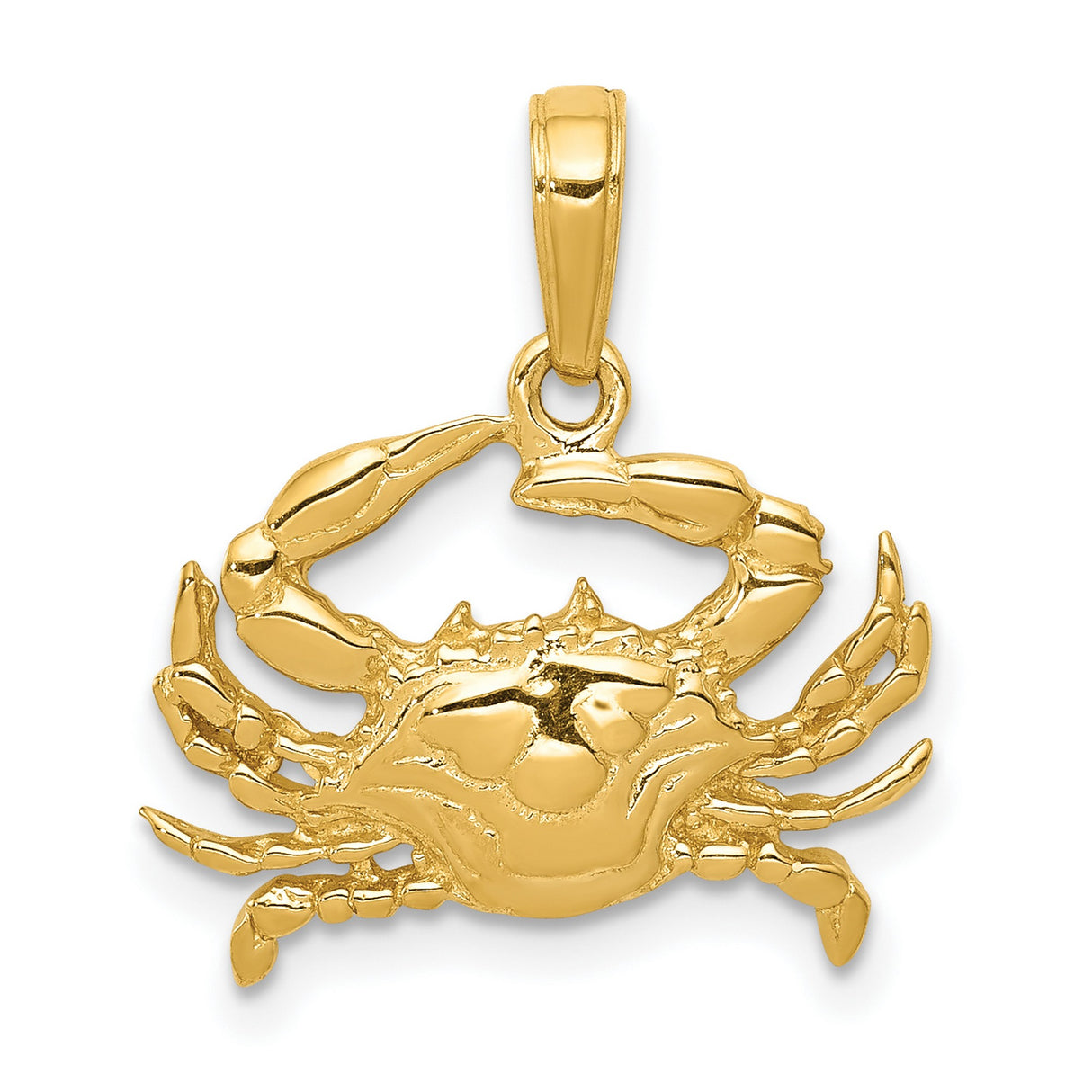10k Yellow Gold Crab Pendant, Cancer Zodiac Sign Astrology Charm, Nautical Jewelry for Women or Unisex