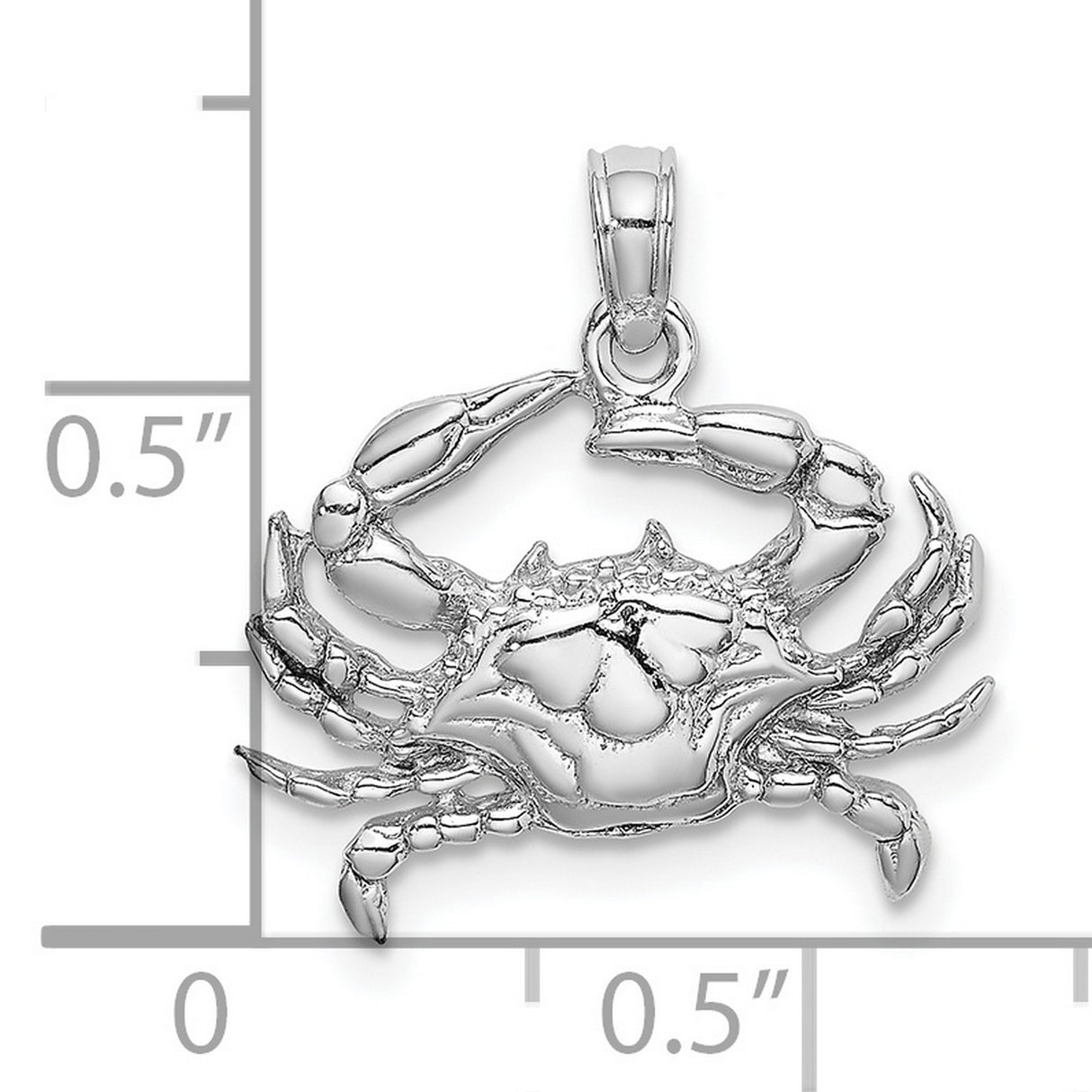 10k White Gold Crab Pendant, Zodiac Cancer Symbol Nautical Charm for Women or Unisex