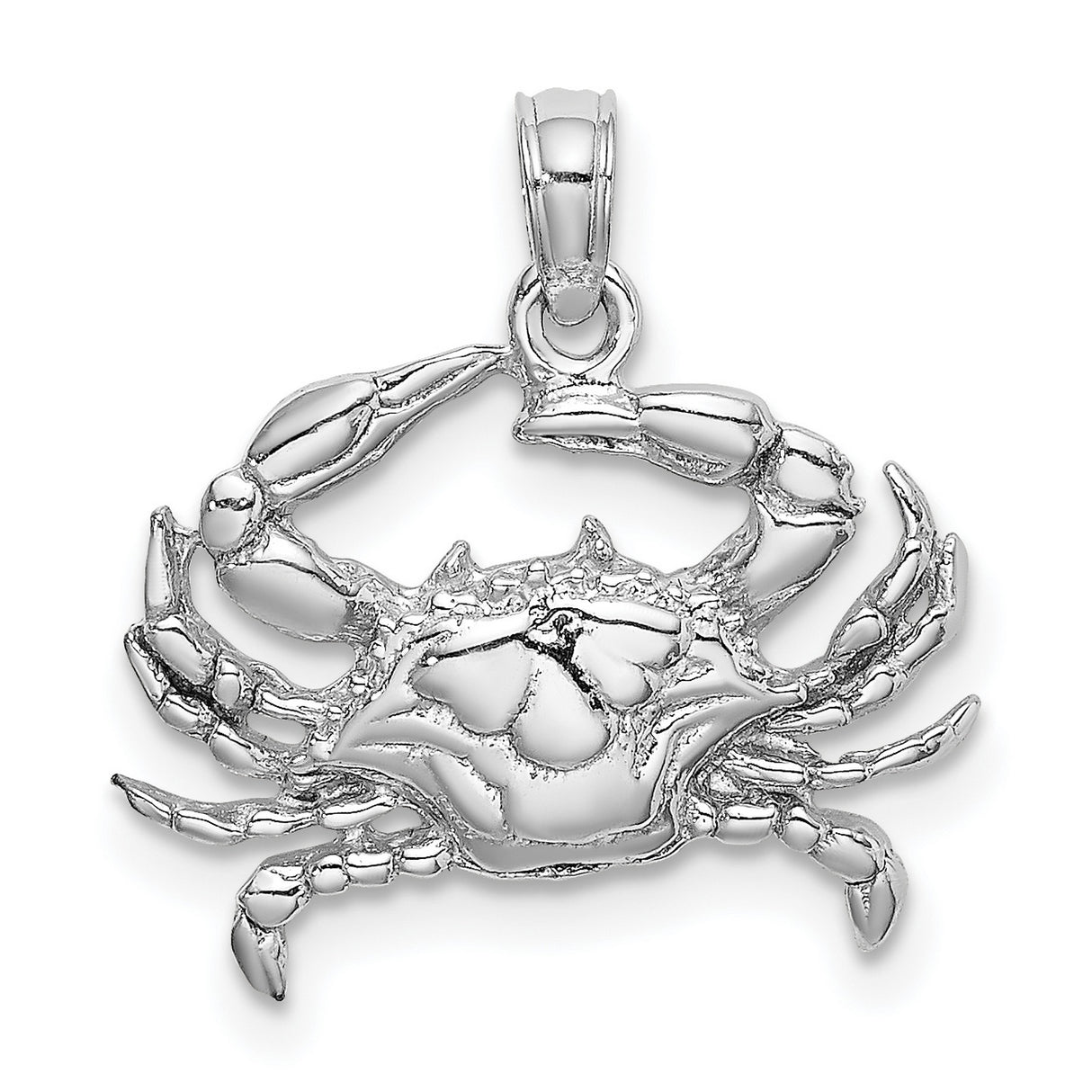 10k White Gold Crab Pendant, Zodiac Cancer Symbol Nautical Charm for Women or Unisex