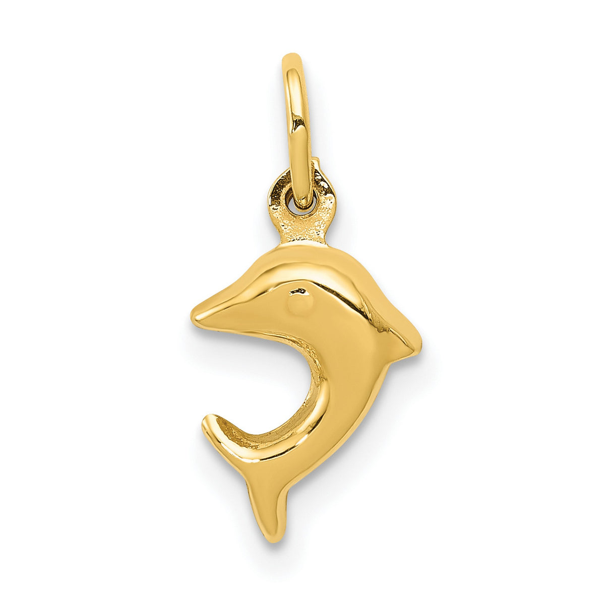 10k Yellow Gold Dolphin Pendant, Open Design Ocean Theme Charm, Nature-Inspired Unisex Jewelry
