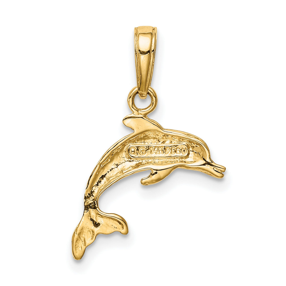 10k Yellow Gold Dolphin Pendant, Jumping Dolphin Design, Marine Life Nautical Charm