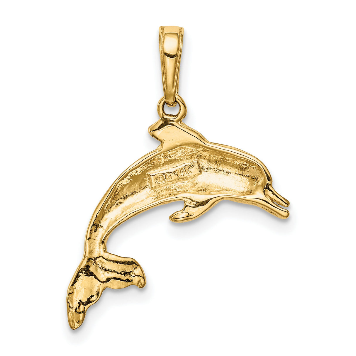 10k Yellow Gold Dolphin Pendant, Jumping Dolphin Charm, Nautical Beach Jewelry for Women or Unisex