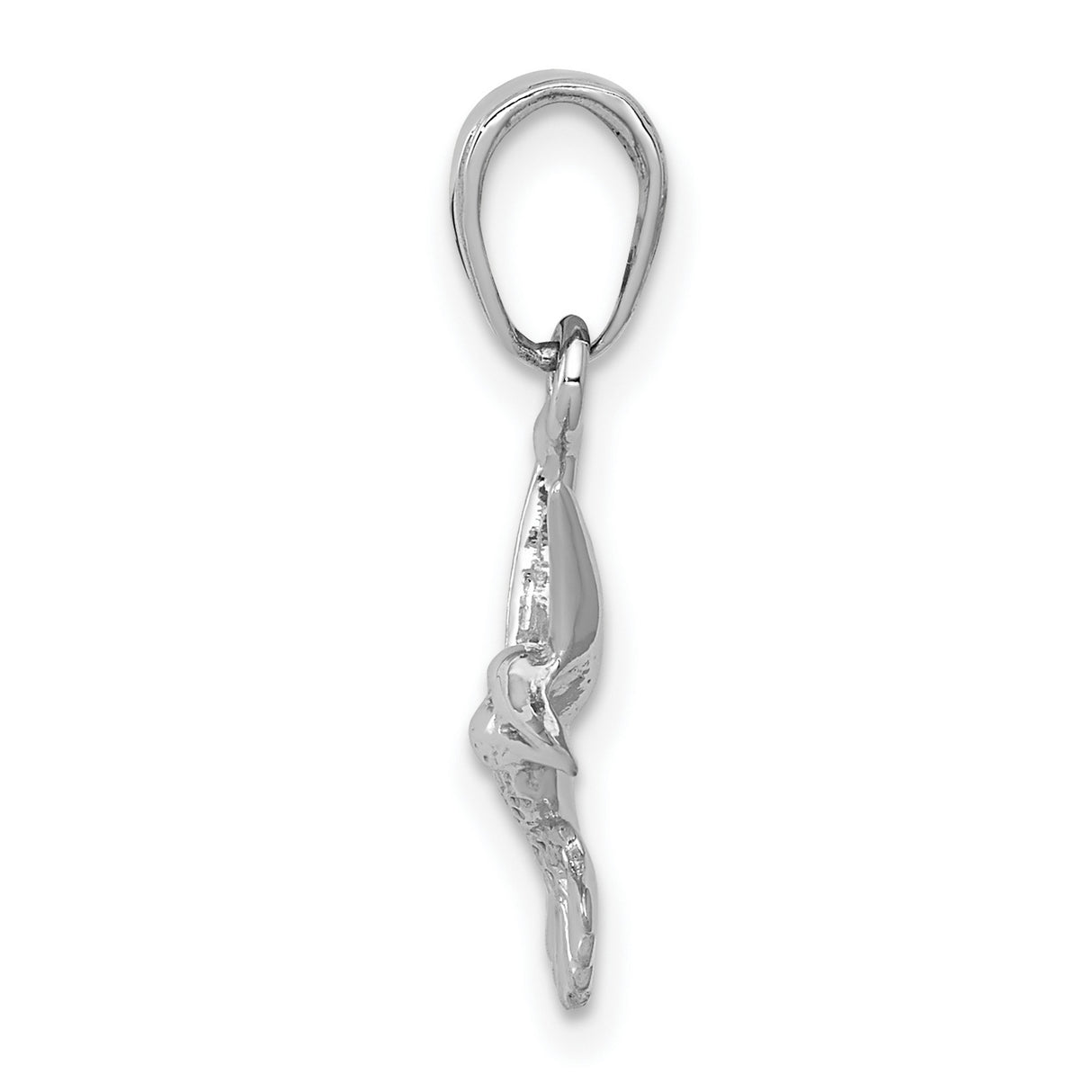 10k White Gold Hummingbird Pendant with Feather Detail and Intricate Wings for Women