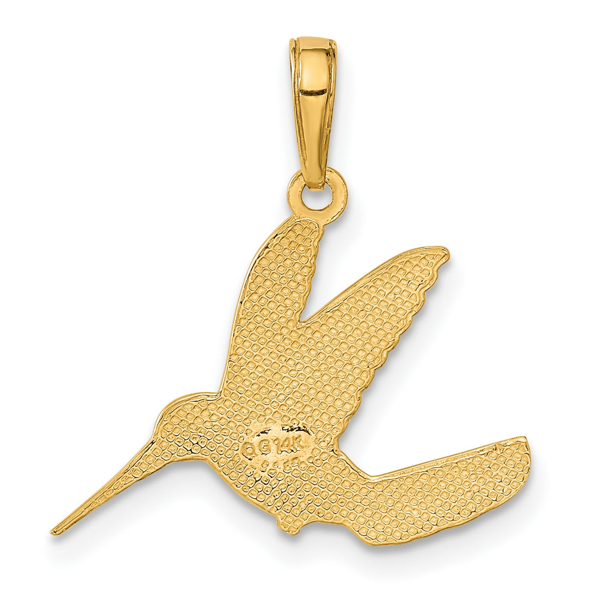 10k Yellow Gold Hummingbird Pendant with Open Wings, Symbol of Joy and Freedom for Women