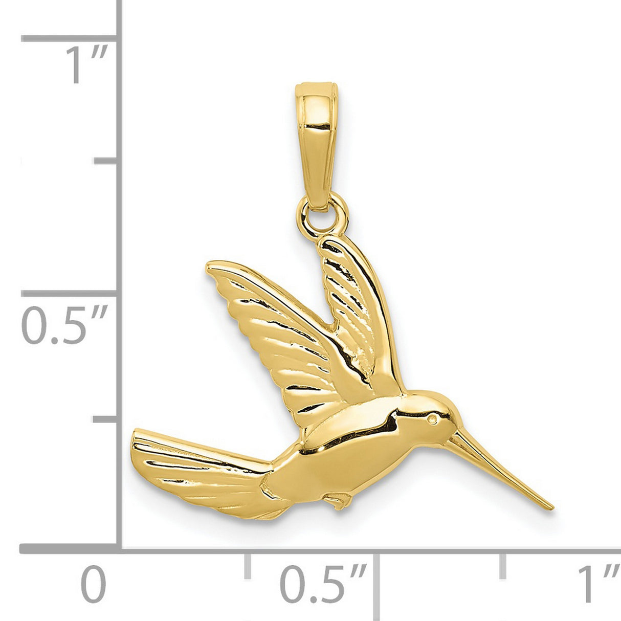 10k Yellow Gold Hummingbird Pendant with Open Wings, Symbol of Joy and Freedom for Women