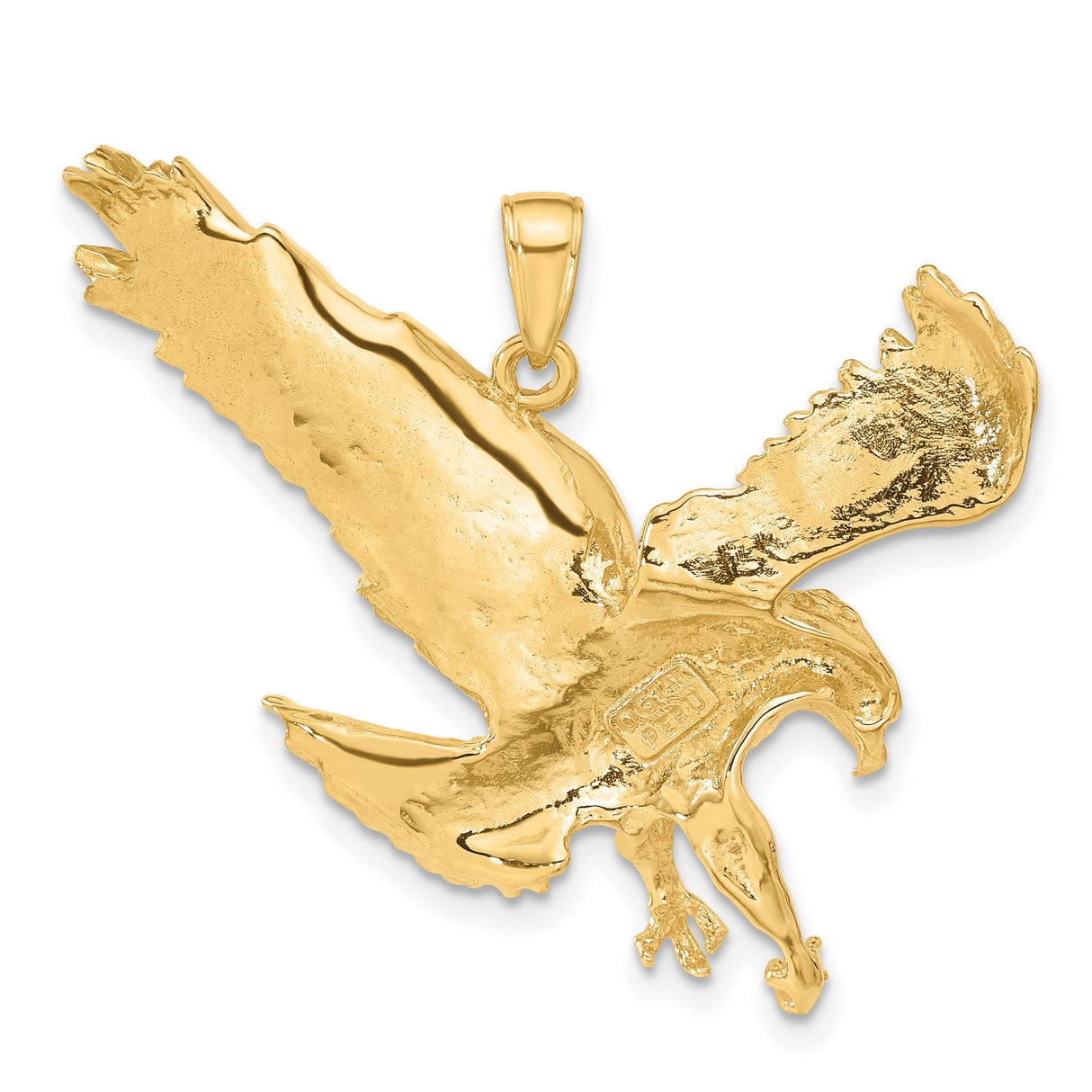 10k Yellow Gold Eagle Pendant with Flying Eagle Design, Spread Wings and Talons, Patriotic Jewelry