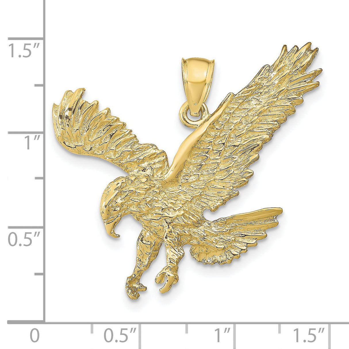 10k Yellow Gold Eagle Pendant with Flying Eagle Design, Spread Wings and Talons, Patriotic Jewelry