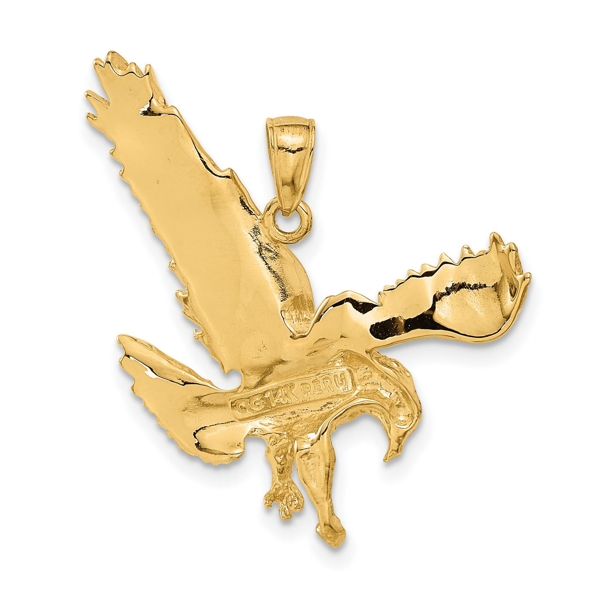 10k Yellow Gold Eagle Pendant with Outstretched Wings, Symbol of Strength and Freedom for Men