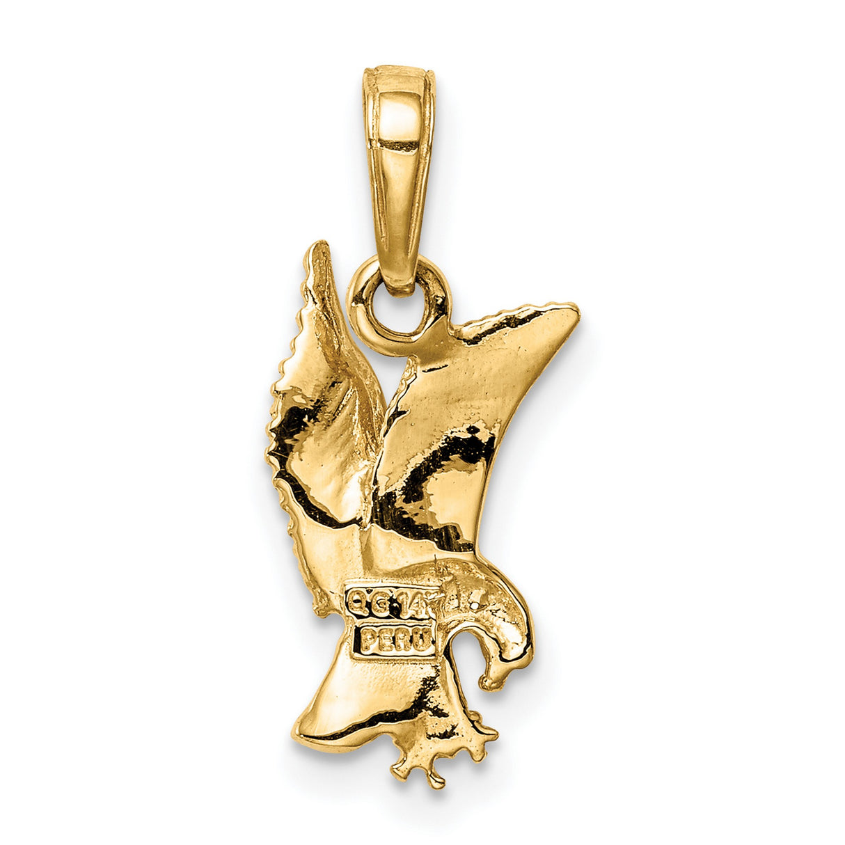 10k Yellow Gold Eagle Pendant, Flying Mid-Dive Design, Symbol of Freedom and Strength