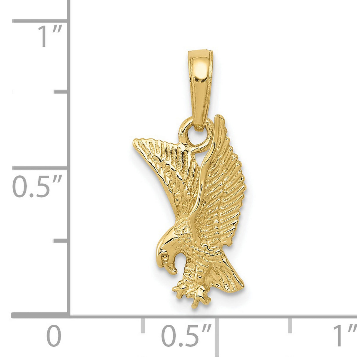 10k Yellow Gold Eagle Pendant, Flying Mid-Dive Design, Symbol of Freedom and Strength