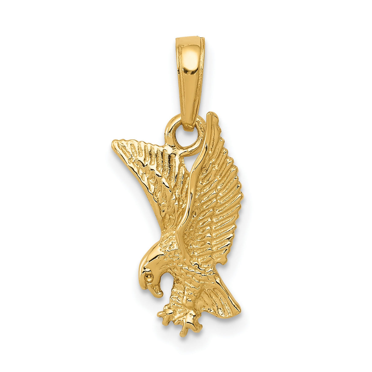 10k Yellow Gold Eagle Pendant, Flying Mid-Dive Design, Symbol of Freedom and Strength