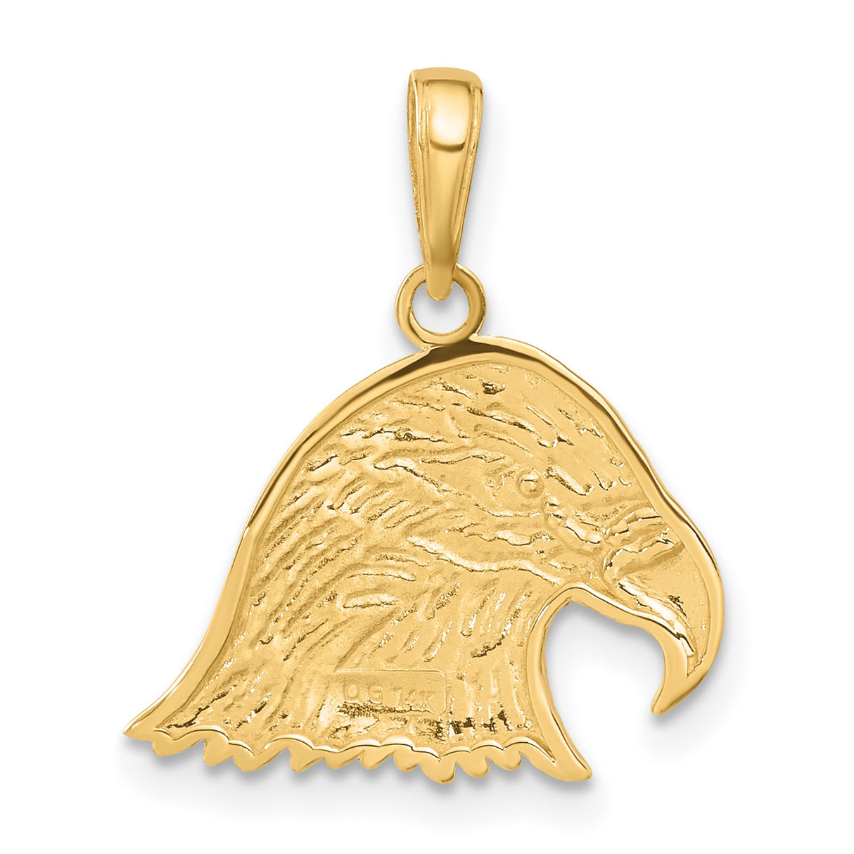 10k Yellow Gold Eagle Head Pendant, Bald Eagle Patriotic Wildlife Charm for Men or Unisex Wear