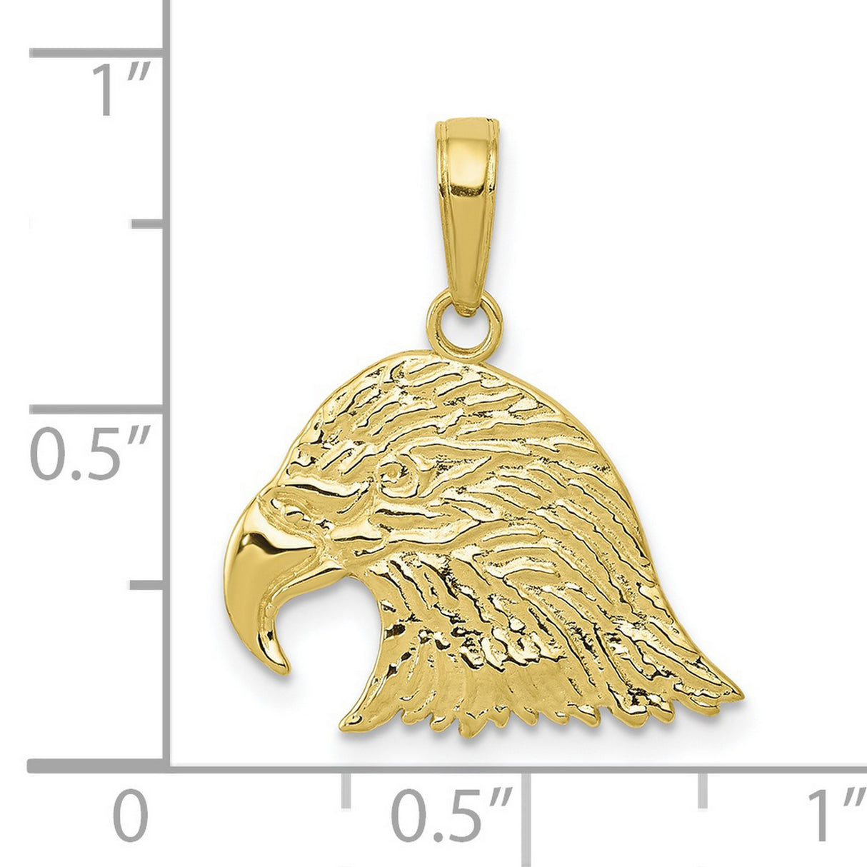 10k Yellow Gold Eagle Head Pendant, Bald Eagle Patriotic Wildlife Charm for Men or Unisex Wear