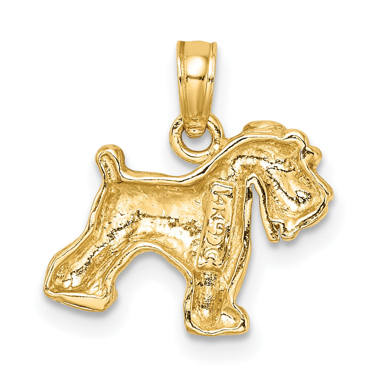 10k Yellow Gold Schnauzer Pendant, Detailed Dog Charm, Unisex Pet Memorial Jewelry