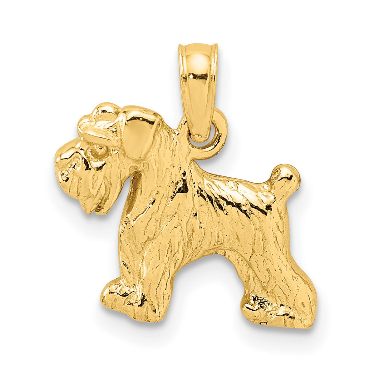 10k Yellow Gold Schnauzer Pendant, Detailed Dog Charm, Unisex Pet Memorial Jewelry