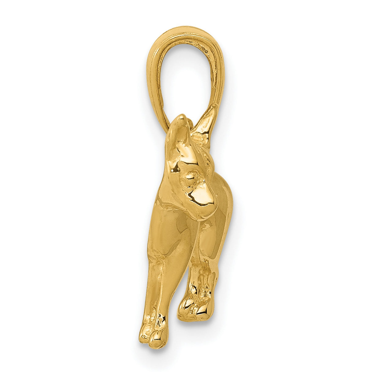 10k Yellow Gold Chihuahua Dog Pendant, Detailed Pet Charm, Polished Finish for Women and Men