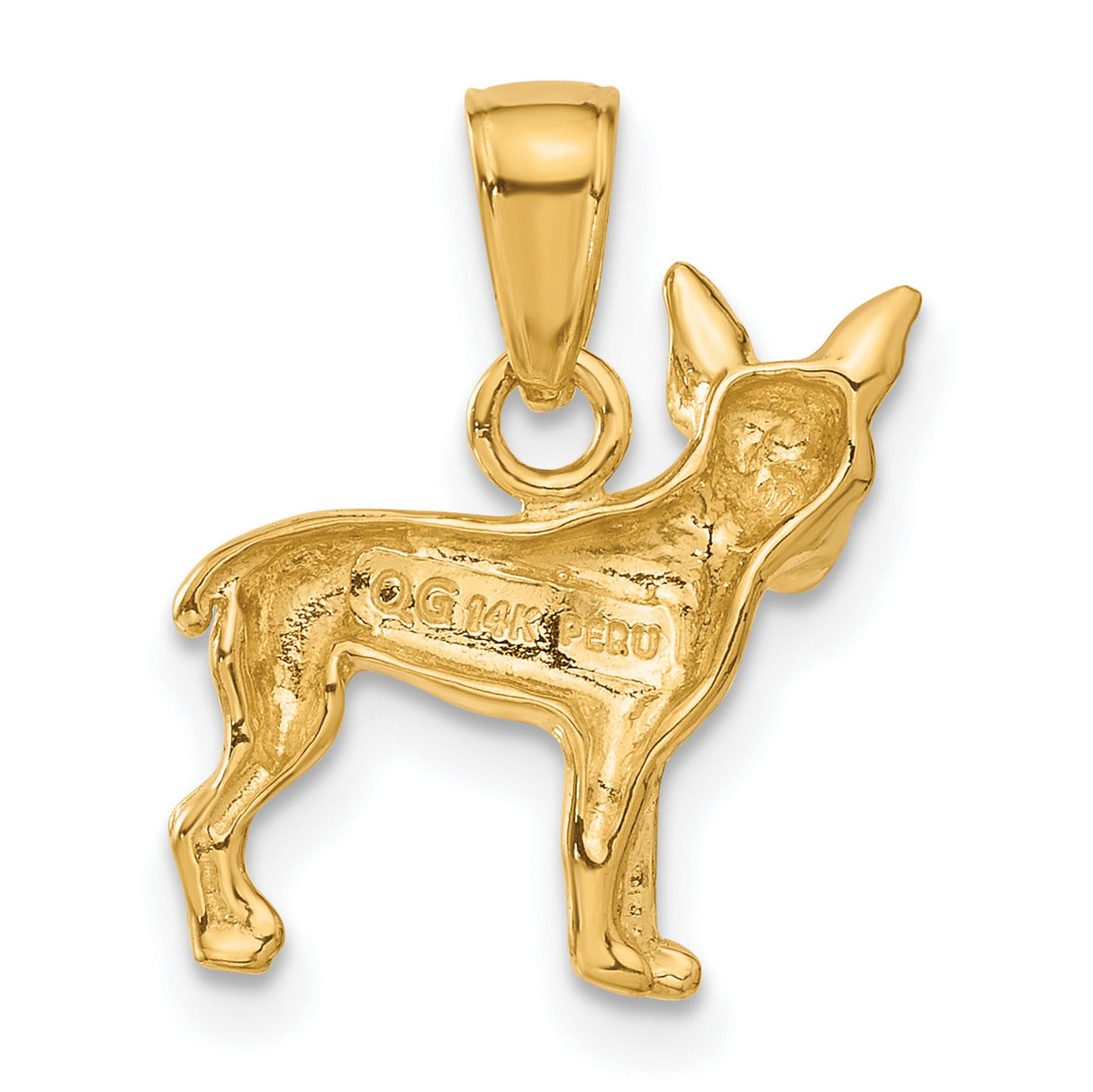 10k Yellow Gold Chihuahua Dog Pendant, Detailed Pet Charm, Polished Finish for Women and Men