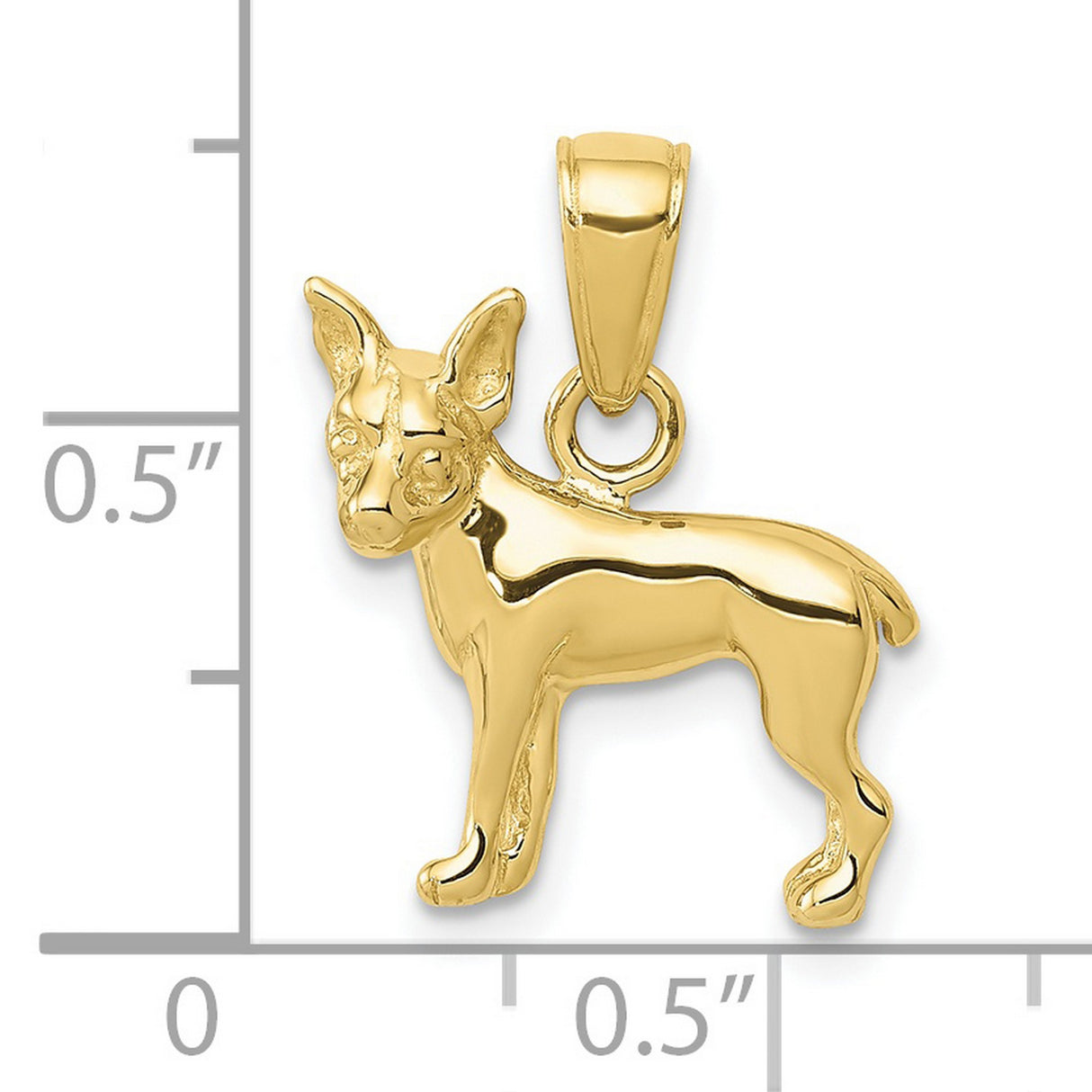 10k Yellow Gold Chihuahua Dog Pendant, Detailed Pet Charm, Polished Finish for Women and Men