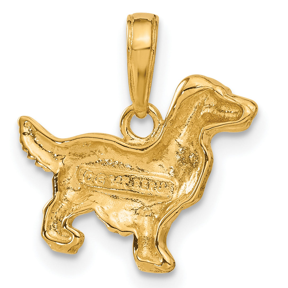 10k Yellow Gold Dog Pendant with Detailed Retriever or Spaniel Design